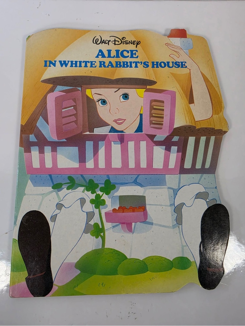 ALICE IN WHITE RABBIT'S HOUSE Disney HC Vintage Wonderland Die Cut Book RARE